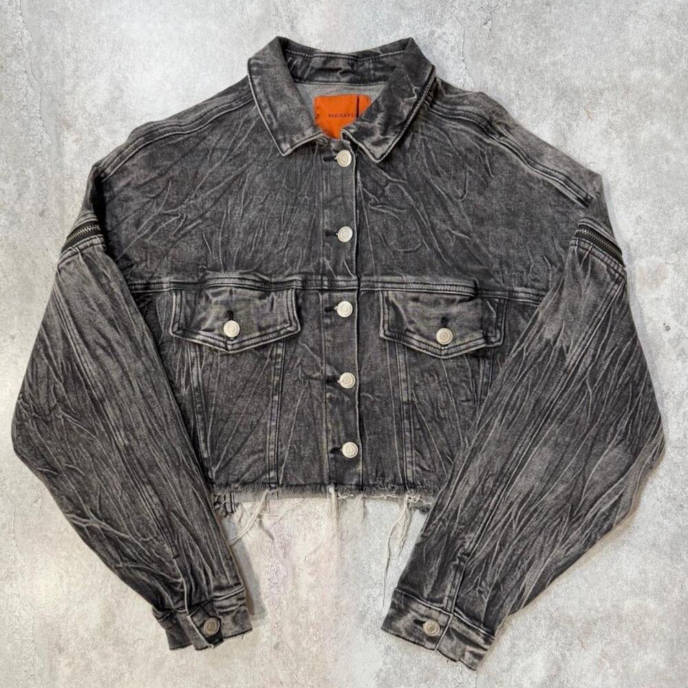Acid Wash Cropped Denim Jacket